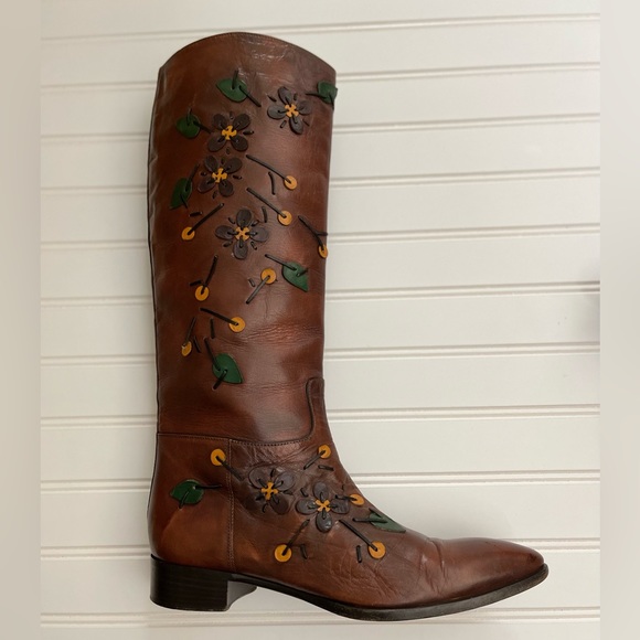 Prada Shoes - PRADA Leather boots with Hand Stitched design vintage knee high Size 9 (FR 39)